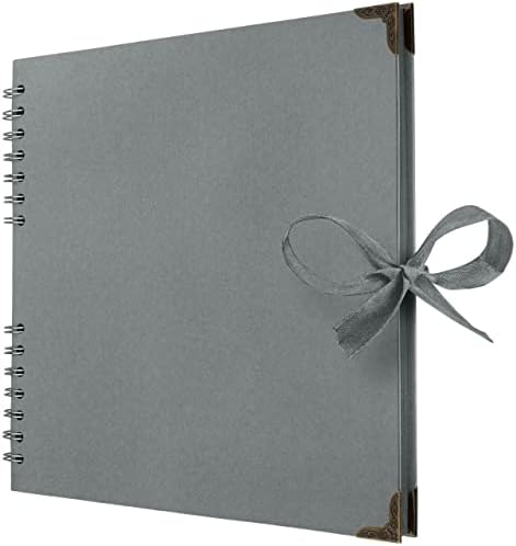 Bstorify 10 x 10 Inches Scrapbook Album 70 Pages Grey | Hardcover with Thick 200 GSM Kraft Paper, Ideal for Your Scrapbooking Albums, Art & Craft Projects (Grey, 10 x 10 Inch)