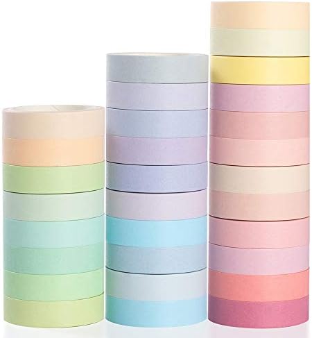 YUBBAEX Natural Color Washi Tape Set 30 Rolls Decorative Tapes for DIY Crafts, Journals, Planners, Scrapbooking, Wrapping (Macaron 30 Rolls)