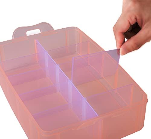 Sooyee 3-Tier Craft Storage Organizer with Dividers, Orange