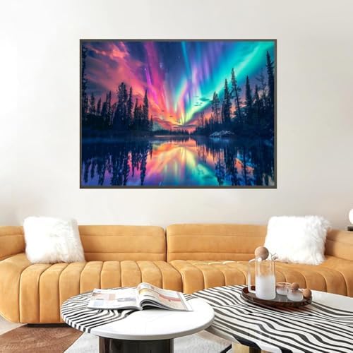 Lophomie Extra Large Diamond Art Kits for Adults, 5D DIY Northern Lights Diamond Painting Kits for Adults Beginners, Diamond Dots Kits Gem Arts Crafts for Home Wall Decor 28x16 Inch