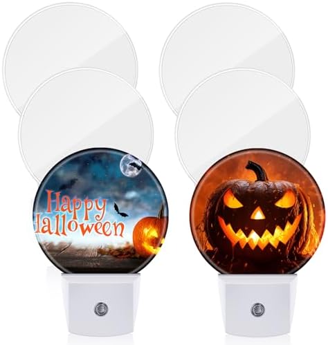 Tujoe 6 Pcs Halloween Plug into Wall Night Light Sublimation Blank, Round