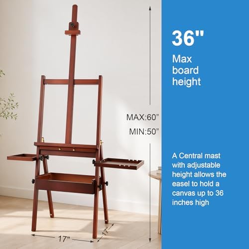 Falling in Art Large Wooden Painting Easel with Storage Drawer and Palettes