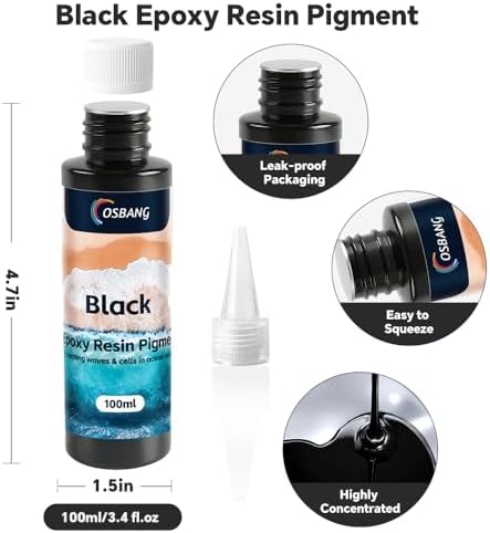 Black Epoxy Resin Pigment Paste 3.4 fl.oz/100ml High Concentrated Resin Dye for Resin Art River Table Jewelry Making Coasters
