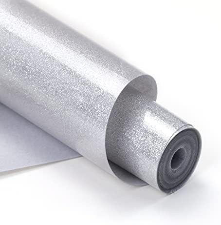 HTVRONT Glitter HTV, 12" x 10ft Silver Glitter HTV Heat Transfer Vinyl