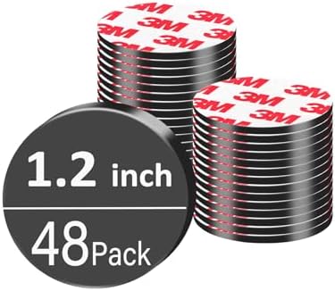 48Pack, Dia 1.2" / 30mm Magnet Dots with Adhesive Backing, Precut Round Magnetic Tapes Strong Sticky for Whiteboard, Fridge, Crafts - Easy to Cut Stickers for Planning and Organization