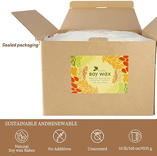 Wfmolcand Natural Soy Wax for Candle Making 10 lb Bag Soy Wax Flakes,DIY Candle
