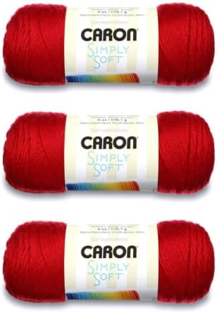 Caron Simply Soft Solids Yarn, 6oz, Gauge 4 Medium, 100% acrylic - Harvest Red - Machine Wash & Dry