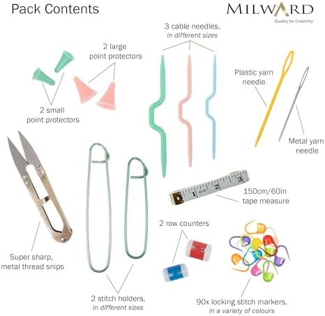 Milward Knitting Accessories, Assorted, 2 x 10 x 19.5cm