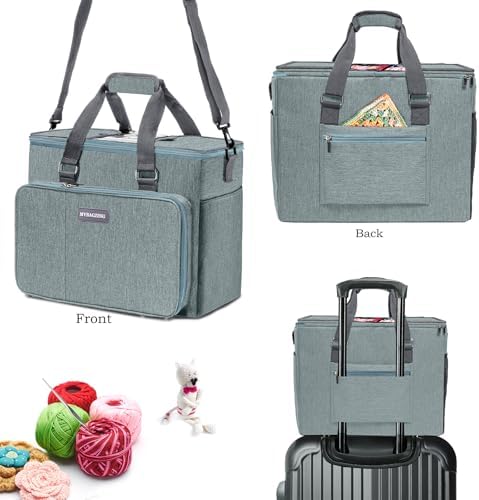 MYBAGZING Knitting Bag, Large Crochet Bag, Crochet Tote Bag, Yarn Bags for Crocheting, Yarn Storage Organizer for Knitting & Crochet Supplies
