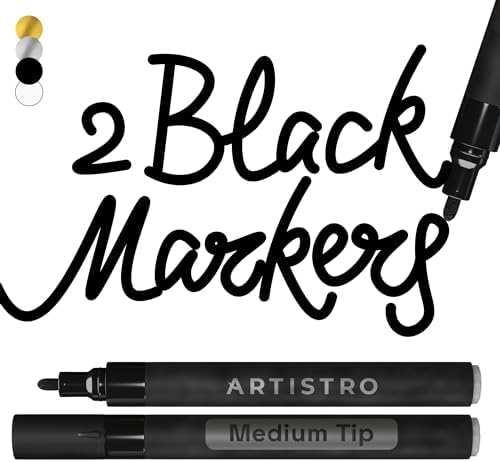 ARTISTRO Black Acrylic Paint Markers - 3mm Medium-Tip - Set of 2