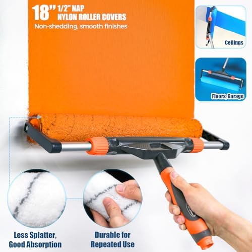 10pc 12"-18" Adjustable Large Paint Roller Kit with Aluminum Extension Pole