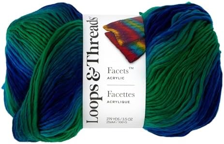 Loops & Threads Facets Yarn - Yarn for Knitting, Crochet, Weaving, and Arts & Crafts - Seaglass, Acrylic, 3.5 oz