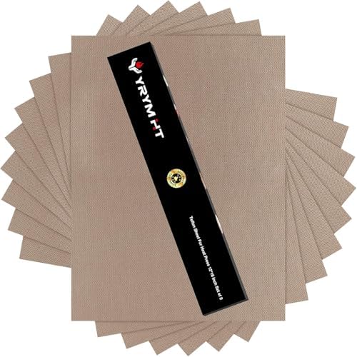 10 Pack PTFE Sheet for Heat Press - 16" x 12" Non Stick PTFE Sheets for Vinyl Heat Press Washable Reusable Heat Resistant Craft Mat