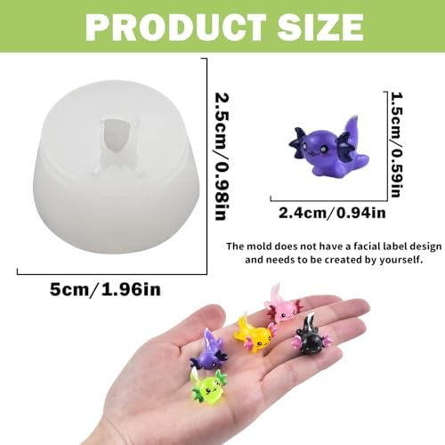 Cute Tiny Axolot Figurines Silicone Mold Micro Dollhouse Animal Epoxy Casting Mold for DIY Resin Art Fairy Garden Miniatures Landscape Crafts Decor