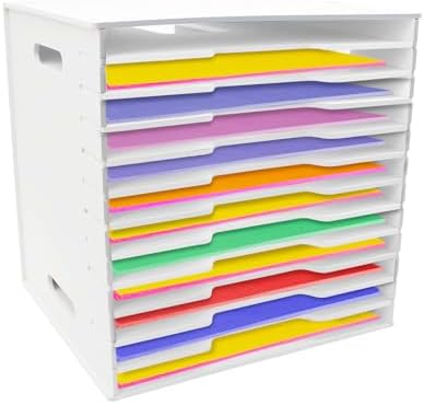 12 Tier Scrapbook Paper Organizer,13"x13" Scrapbook Paper Organizer Storage