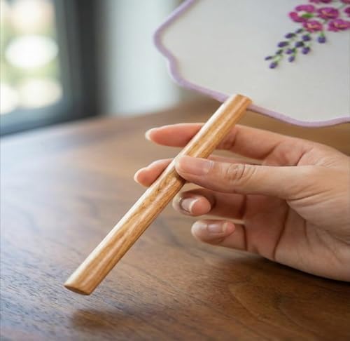 QIZUOLIFE Embroidery Fan Kit for Beginners, pre-Printed Wisteria Pattern