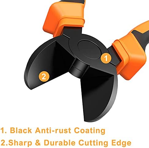BOENFU Wire Cutters Heavy Duty Side Cutters 7.5 Inches CRV Steel, Comfort Grip Diagonal Cutting Pliers for Floral Wire, Crafting, Chicken Wire, Orange