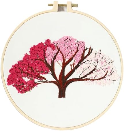 spicssa Embroidery Kit for Beginners, Hand Needlepoint Kits for Adults with Pre-Stamped Patterns, 7.8-Inch Hoop, Threads & Needles, Step by Step Instructions