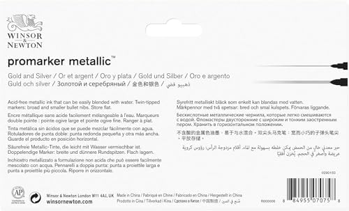Winsor & Newton Promarker Metallic, Set of 2, Gold and Silver
