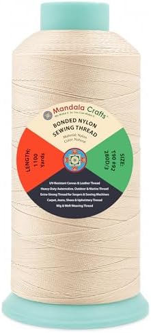 Mandala Crafts Size 92 280D T90 Natural Bonded Nylon Thread, 1100 YDs