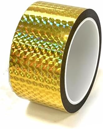 Self-Adhesive Holographic Reflective Tape Prism Tape Holographic Reflective Tape for Keep Birds Away, Craft Projects, DIY Art, Home, Daily Use (Gold, 2 Inch x 55 Yard)