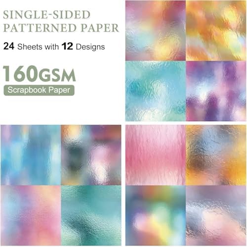24 Sheets Scrapbook Paper Pad , 6 x 6 Inch Colorful Decorative Scrapbooking Paper Supplies for Card Making Folded Wrapping Material Junk Journals Supplies DIY Crafts Photo Album