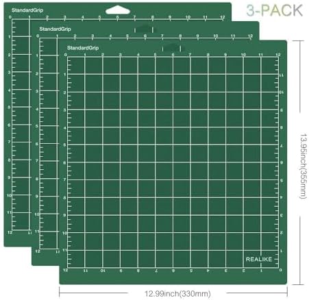 REALIKE 12x12 StandardGrip Cutting Mat Compatible with Cricut Maker 3/Maker 4/Maker/Explore 3/4/Air 2/Air/One(3 Mats), Green Standard Gridded Adhesive Cut Mat for Crafts