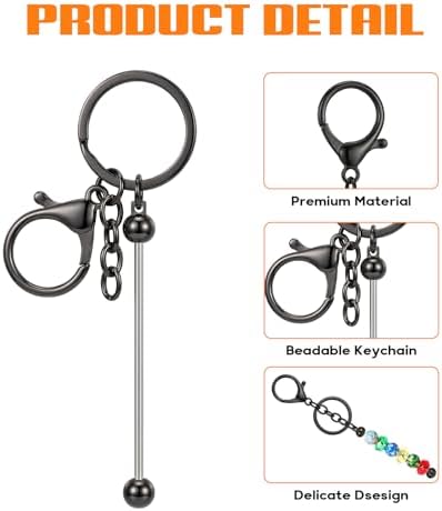30Pcs Blank Beadable Keychain Bars Bulk Blank Metal Keychain