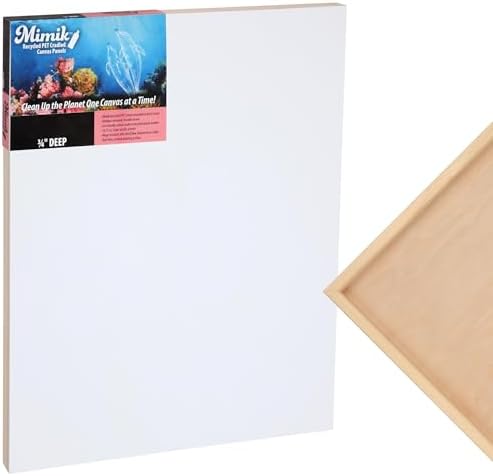 Creative Mark Mimik Recycled PET Cradled Canvas Panel 3/4" Depth - 10X20 Single Canvas - Medium-Textured Painting Board for Eco-Conscious Artists, 14.11 oz Triple-Acrylic-Primed Weight Mounted Canvas