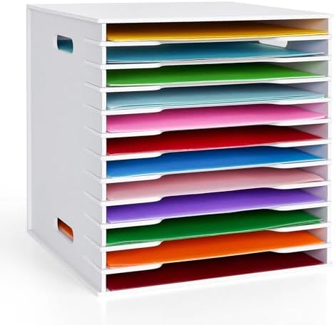 SANFURNEY 12 Slots Scrapbook Paper Organizer for Sizes 12" x 12"