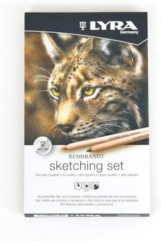 Lyra Rembrandt Sketching Set - 11 Assorted Carbon Pencils Drawing Charcoal Pastel Sticks and Accessories for Artists - Variety of Multipurpose Durable Pencils for Drawing Blending & More