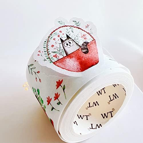 WT Chonky Cat Washi Tape Sticker Set, 4 Rolls, Original Designs, Watercolor Cute Cat Decorative Sticker, Kiss-Cut Craft Sticker, Bujo Planner Supplies, Journals Gifts, DIY Paper Sticker