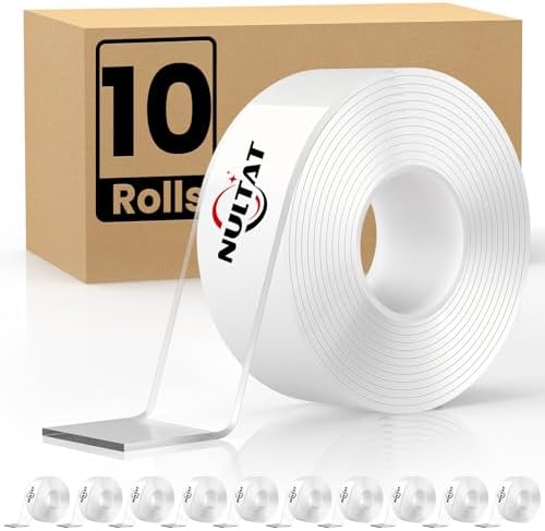 NULTAT 100 Feet Double Sided Tape Heavy Duty, Nano Reusable, Removable, Washable Double Stick Tape for Wall, Clear Multipurpose Two Sided Adhesive Tape 1.18" x 120" (100 Feet)