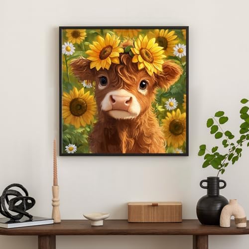 Diamond Art Kits for Adults & Beginners, Highland Cow Diamond Painting Kit