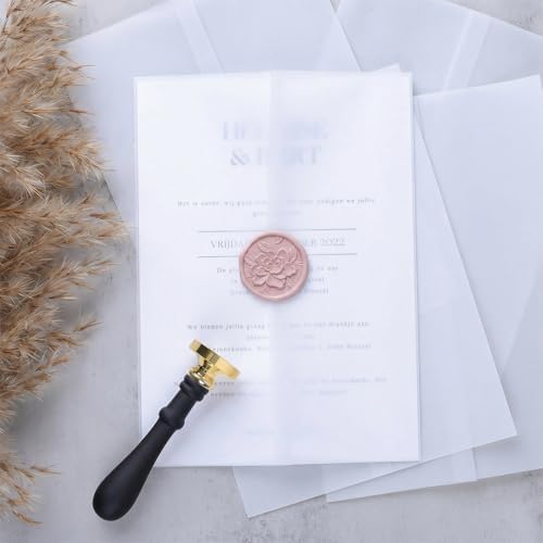 UNIQOOO 3D Embossed Relief Camellia Flowers Wax Seal Stamp with Wooden Handle, Floral Botanical Theme Vintage Brass Stamp for Wedding Invitation, DIY, Gift Wrap, Envelopes, Christmas Card