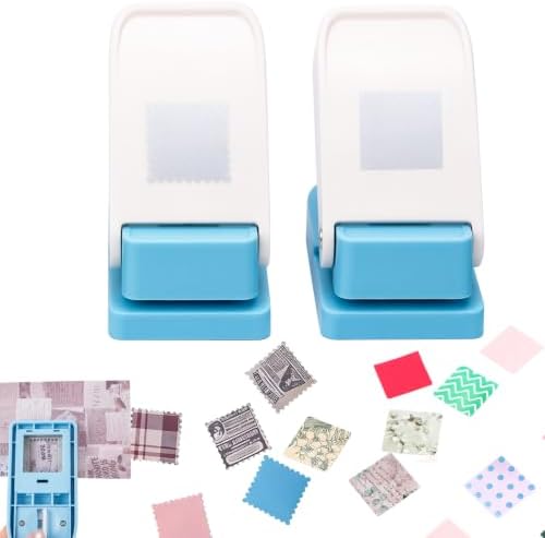 CYFUN DESIGN 2Pcs Square Stamp Hole Punch, 1x1Inch Stamp Puncher, Stamps Cutter Hole Punch, Craft Level Punchers, Postage Stamps Paper Punches for Crafting Journaling Scrapbooking Card Making Supplies