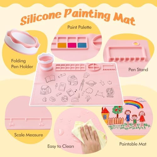 Kids Art Easel with Paper Roll Wooden Tabletop Paper Roll Dispenser