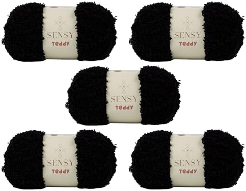 S Sensy Teddy - Micro Polyester Amigurumi Yarn 5 Skeins Black 109 Yards 4oz
