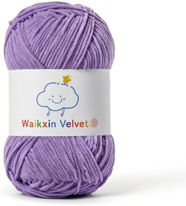 Fluffy Chenille Yarn for Crocheting，Baby Yarn for Crocheting Soft，50g/1.76oz Velvet Amigurumi Yarn ，Fingering Weight Yarns for Crocheting Baby Blankets、DIY Craft.(Purple)