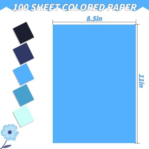 100 Sheets 8.5" x 11" Navy Blue Colored Cardstock, 5 Colors