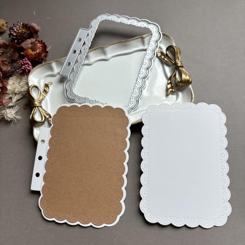 LZBRDY Vintage Charm Lace Frame Die-Cut - Carbon Steel Crafting Dies for Scrapbooking, Card Making, Greeting Cards and Journaling Supplies (Rectangular Lace Loose Leaf 5.6 x 4.4 in)