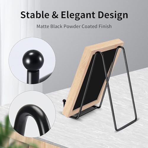 Kruodop 3 Pack 8 Inch Plate Stands for Display, Plate Holder Display Stand, Picture Frame Stand Black Metal Frame Holder Stands for Book,Small Easel,Decorative Plate,Photo and Platter,Tabletop Art