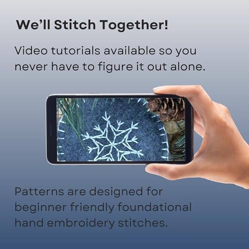 Stick and Stitch Embroidery Patterns, Holiday/Snowflake Designs, Water Soluble Embroidery Stabilizer Transfer Paper, Beginner Hand Embroidery Kit for Gifts (Holiday 1 Page)