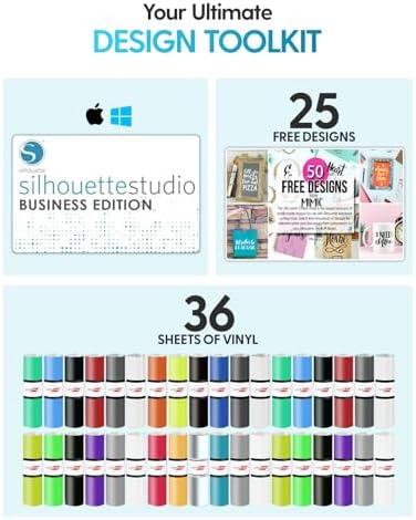 Silhouette America Cameo 5 Alpha (α) Smart Cutting Machine, Matte Pink (Deluxe Bundle) - Includes Business Edition Software, 36 Vinyl Sheets, PixScan Mat, Tool Kit & 25 Free Designs