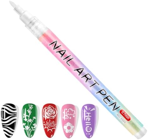 Kalolary 1PCS White Nail Art Pens 0.7mm Nail Polish Pens Quick Dry