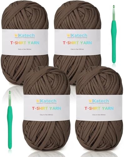 Katech 400g T-Shirt Yarn Elastic Fabric Crochet & Knitting Kit-Brown