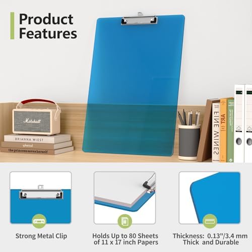 Extra Large Clipboard, 11 x 17 Blue Plastic Drawing Board