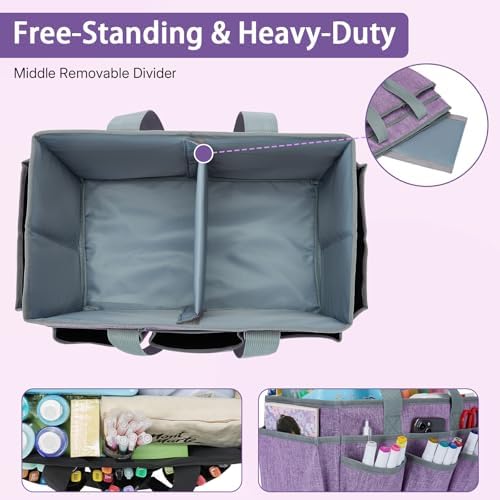 Craft Organizer Tote Bag, Art Storage Caddy with Multiple Pockets