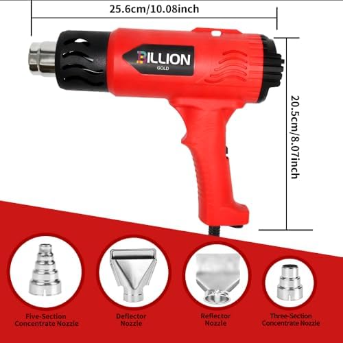 1800W Heat Gun - BILLION GOLD 3D Grip Heavy Duty Hot Air Gun 120℉-1200℉