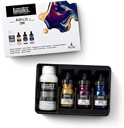 Liquitex Professional Acrylic Ink, 1-oz (30ml), Pouring Technique, Deep Colors, Set of 4